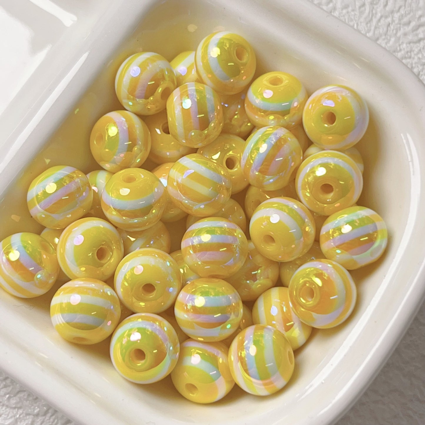 UV Plating Striped Resin Beads 11mm Glossy Round 20pcs 17