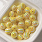 UV Plating Striped Resin Beads 11mm Glossy Round 20pcs 17