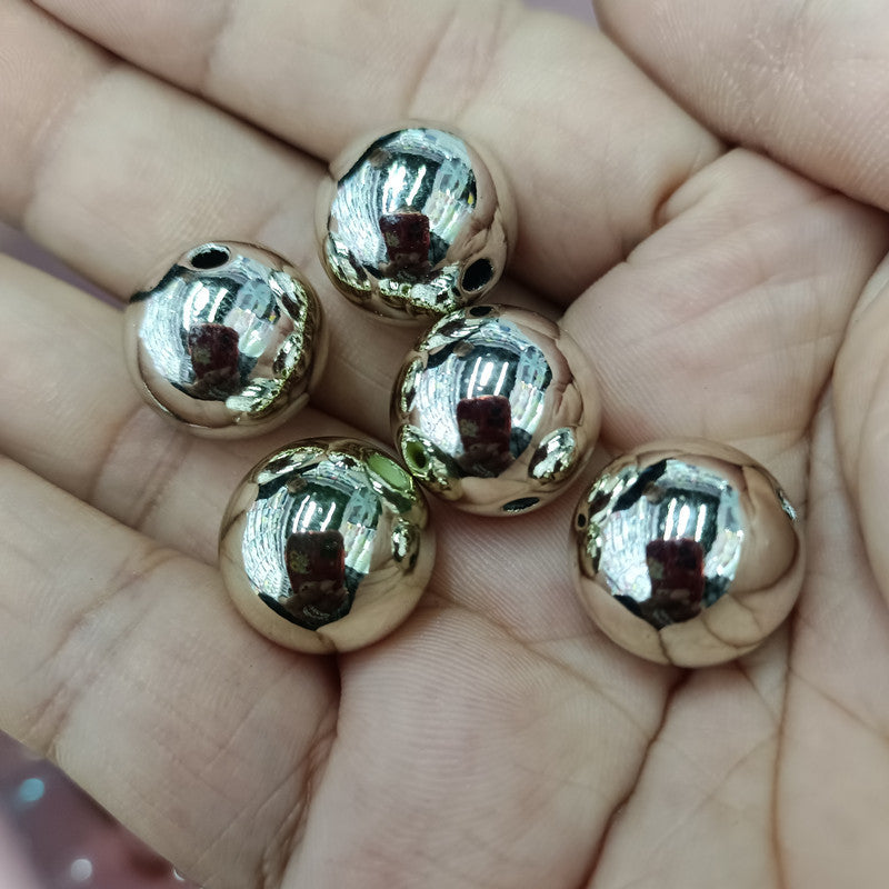 Plating Round Acrylic Beads 16mm Metallic Color Mirror Shine 100pcs 2