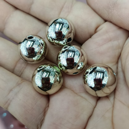 Plating Round Acrylic Beads 16mm Metallic Color Mirror Shine 100pcs 2