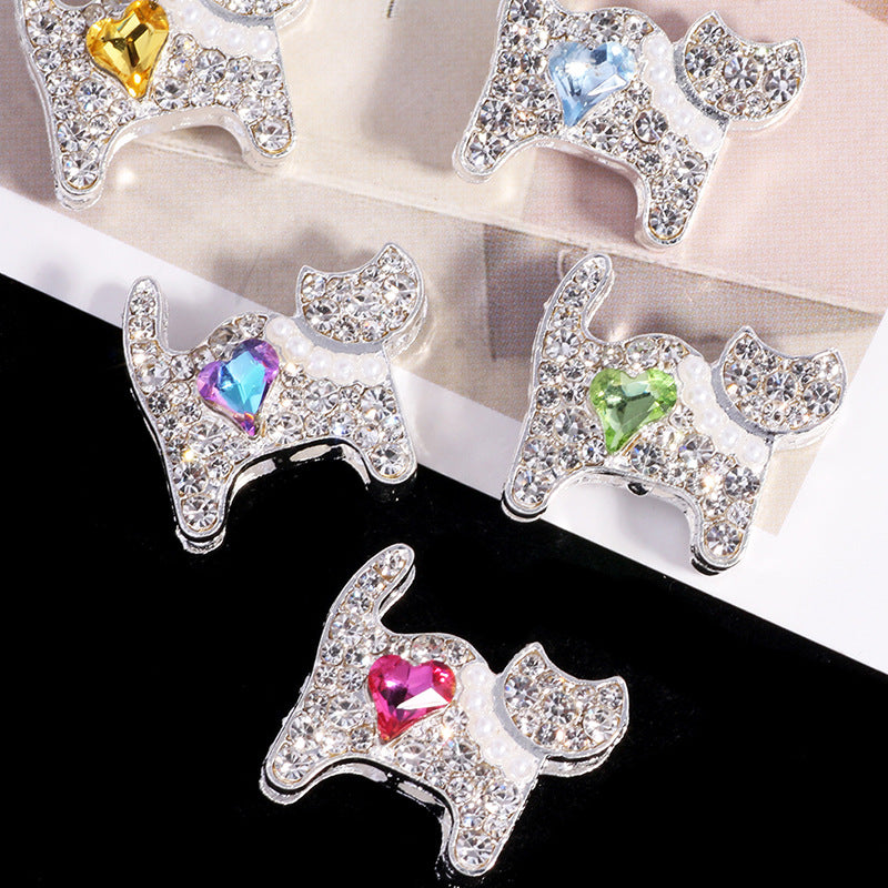 Double-Sided Cat Rhinestone Beads 22mm Full Pave Alloy 3pcs 3