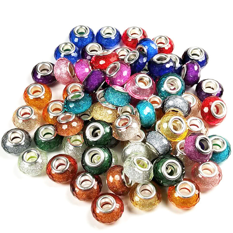 Faceted Glitter Resin Spacer Beads 14mm Mixed Colors 50pcs 2