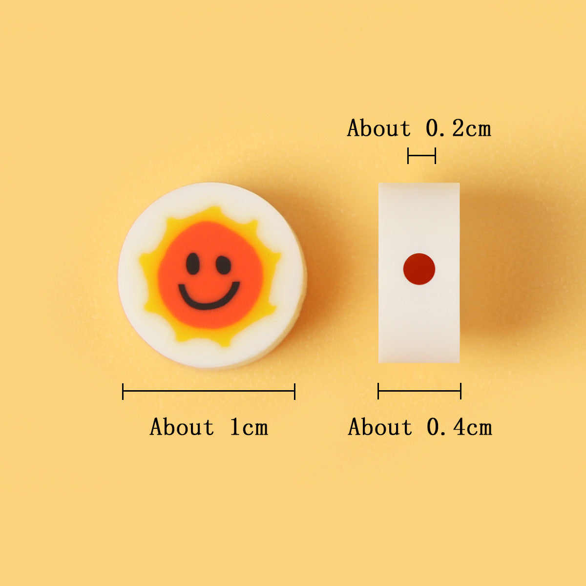 Flat Clay Beads 10mm Smiley Sun Pattern Polymer 100pcs 2