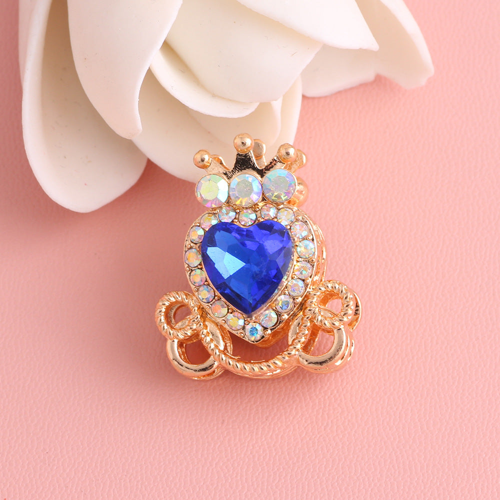 Heart Pumpkin Carriage Rhinestone Beads 28mm Alloy Pave Multi Color 5pcs 19
