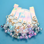Acrylic Bear Keychain Faceted Iridescent Strap 14cm