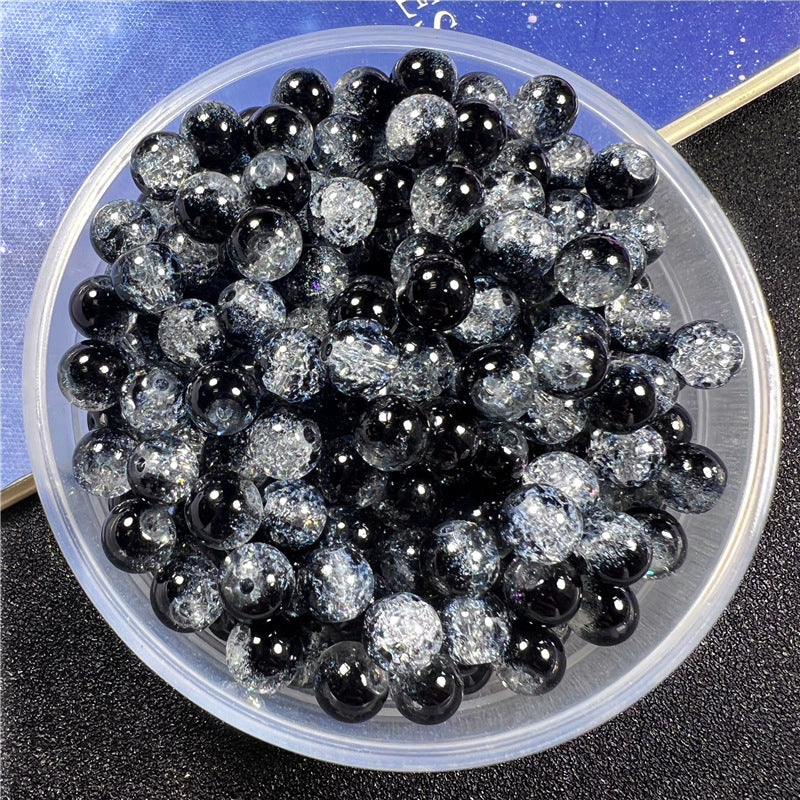 Crackle Flower Glass Beads 8mm Soft Purple Blue Gradient 3 Strands 32