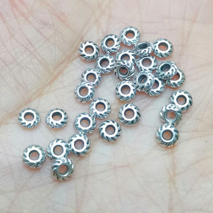Alloy Spiral Patterned Tibetan Spacer Beads 4mm 100pcs 8