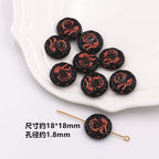 Painted Acrylic Beads Black Red Series Carved Patterns 100pcs 2