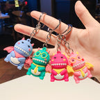 Silicone Dinosaur Keychain Cartoon Animal with Wings and Smile