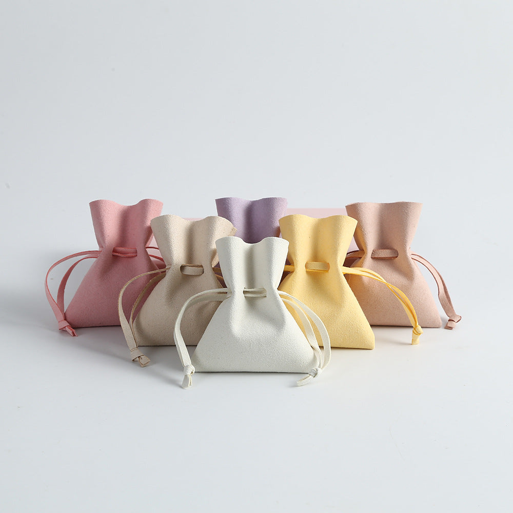 Microfiber Drawstring Pouches Imitation Leather Solid Colors 1pc 7x8 or 8x10cm 2