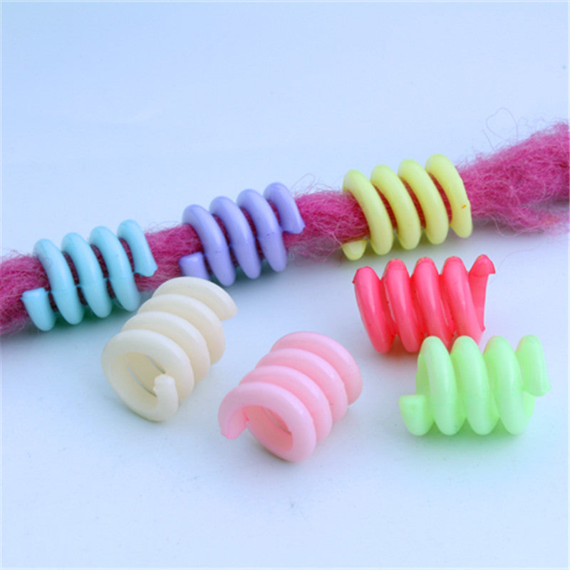 Spring Shaped Acrylic Beads 18mm Macaron Color Plastic Dreadlock 100pcs