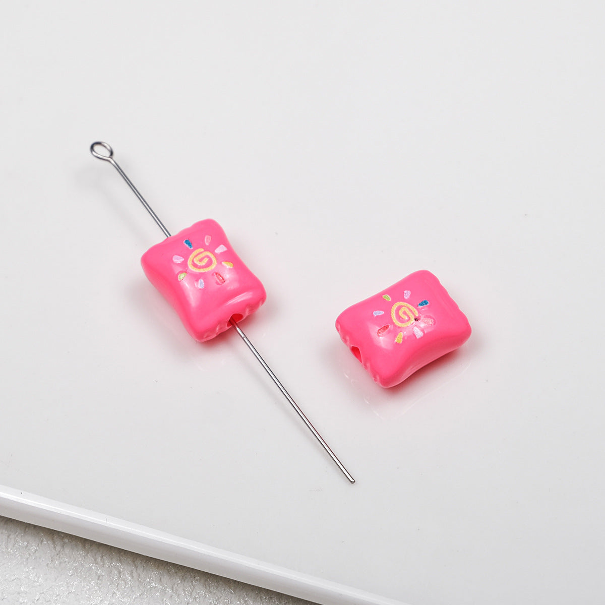 Sun Pattern Square Acrylic Beads 14mm Colorful Candy Bag 20pcs 7
