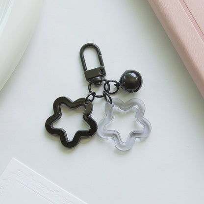 Acrylic Hollow Pentagram Star Keychain with Glossy Bell Charm 16