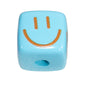 Colorful Smiling Face Acrylic Square Beads 14mm 10pcs 12
