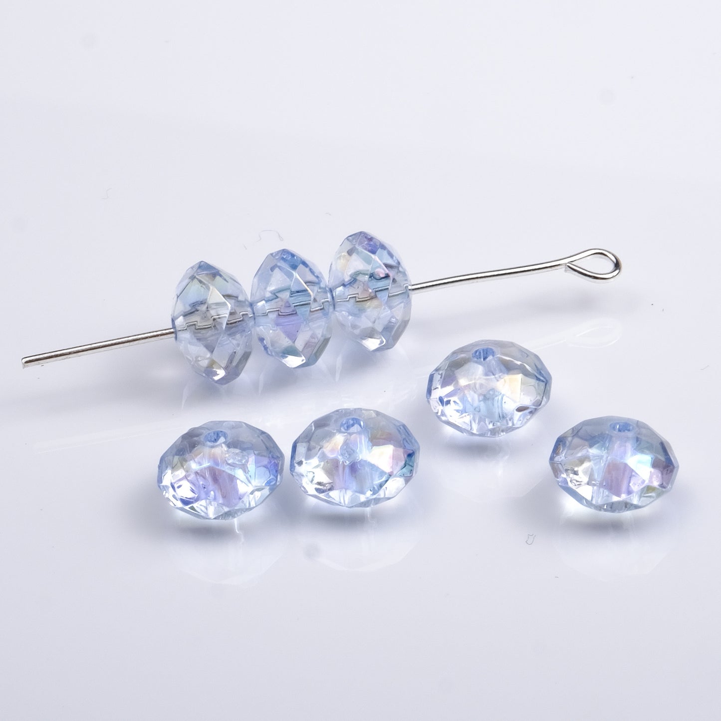 Acrylic Faceted Flat Spacer Beads 8mm Clear Plating 500pcs 7