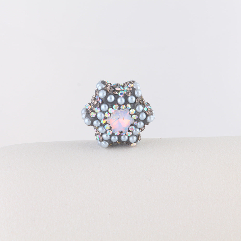 Polymer Clay Hexagonal Star Rhinestone Beads 23mm Full Rhinestone 6pcs 12