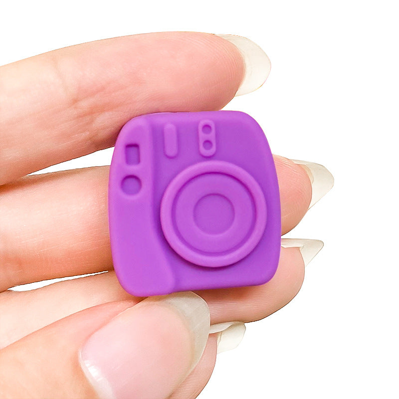 Silicone Focal Beads Camera Solid Color Embossed 20pcs 5