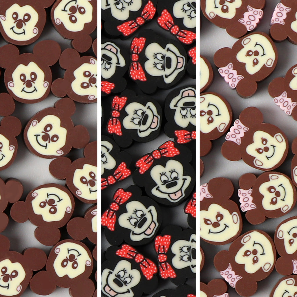 Character Flat Clay Beads 10mm Mickey Minnie Faces 100pcs