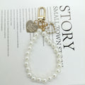 Pearl Heart Beaded Keychain with Gold Accents Elegant Charm 9