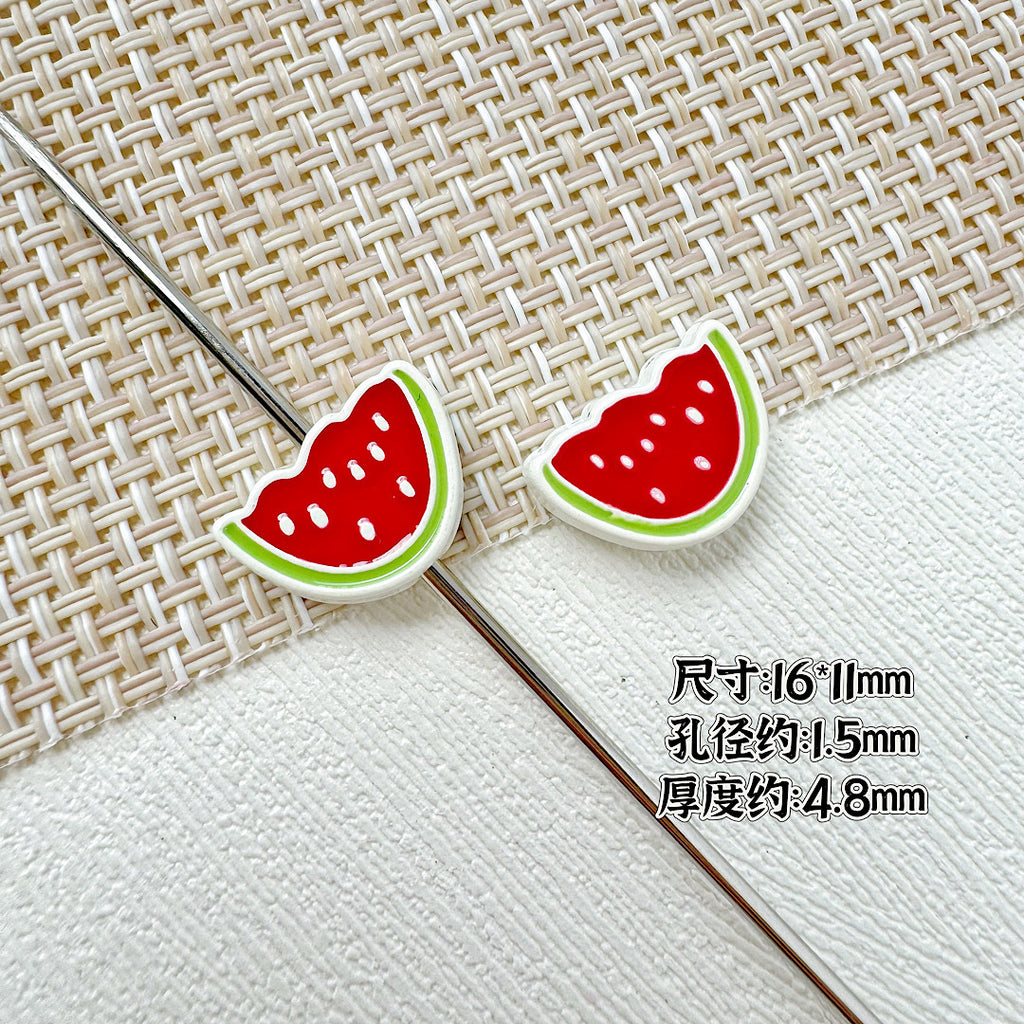 Baking Painted Watermelon and Cake Metal Beads 16mm Colorful 10pcs 5