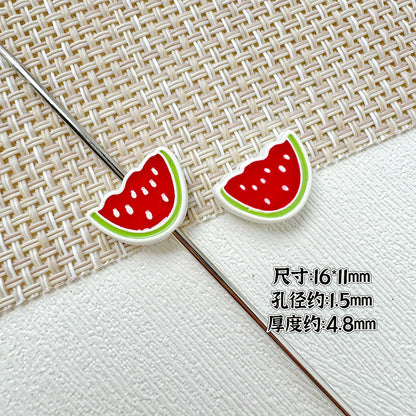 Baking Painted Watermelon and Cake Metal Beads 16mm Colorful 10pcs 5