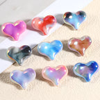 UV Finish Heart Acrylic Beads 21.5mm Vibrant Marbled Colors 50pcs 4