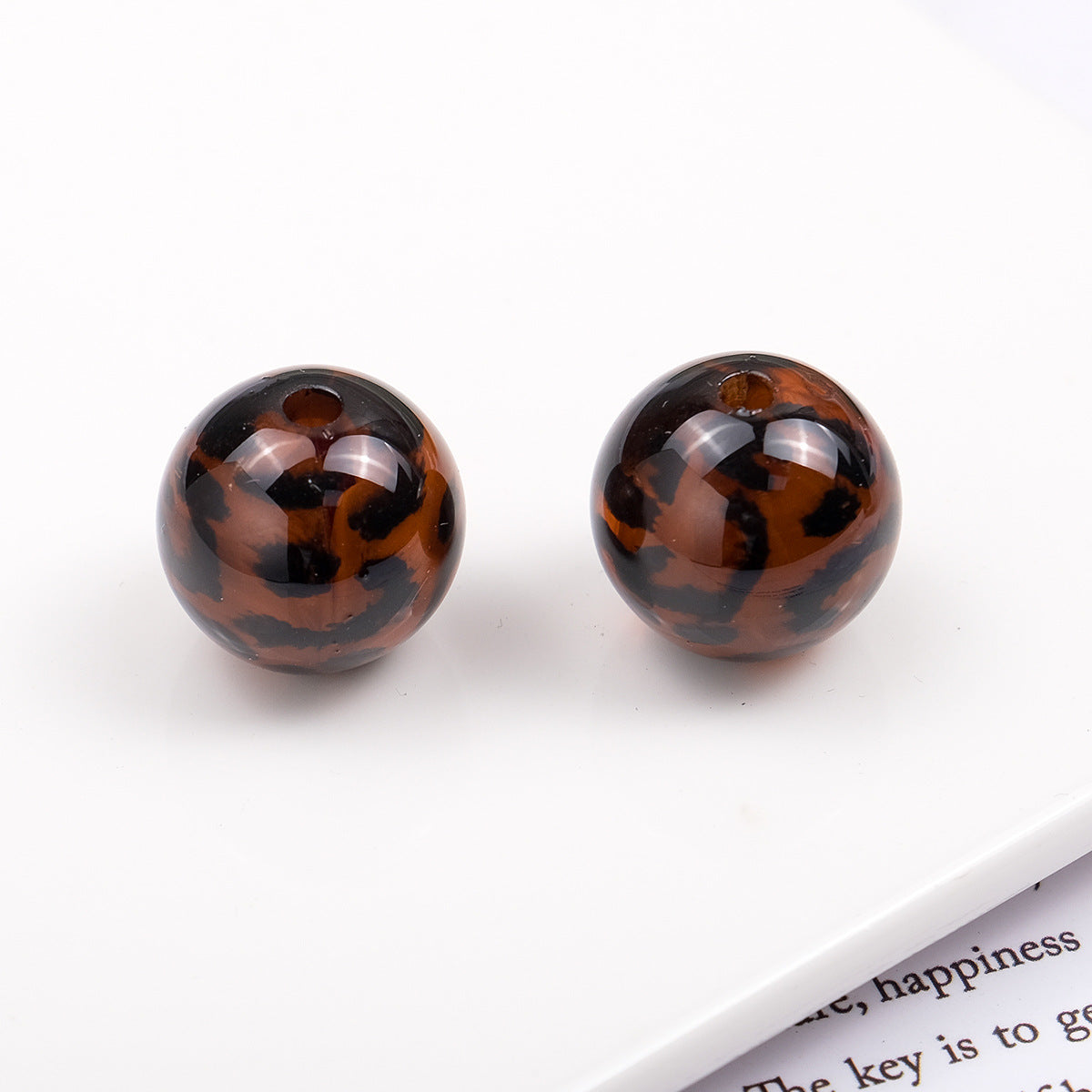 Transparent Leopard Print Acrylic Beads 16mm Colorful Glossy 50pcs 7