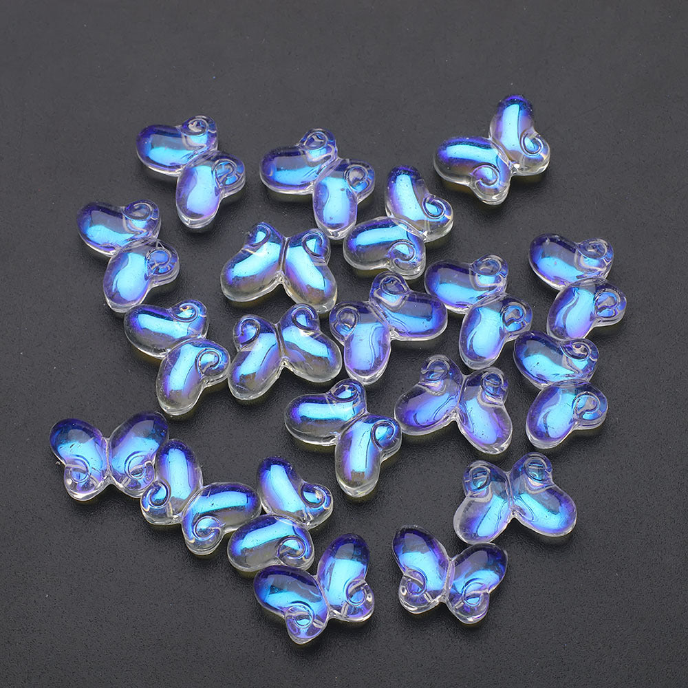 Butterfly Plated Transparent Glass Beads 10x14mm 20pcs 15