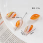 Vintage Pattern Olive Shaped Blown Glass Beads Handmade 4pcs 8