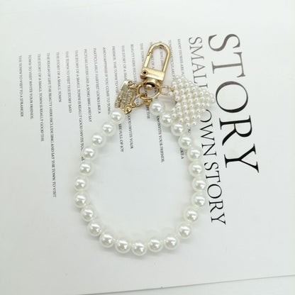 Pearl Heart Beaded Keychain with Gold Accents Elegant Charm 11