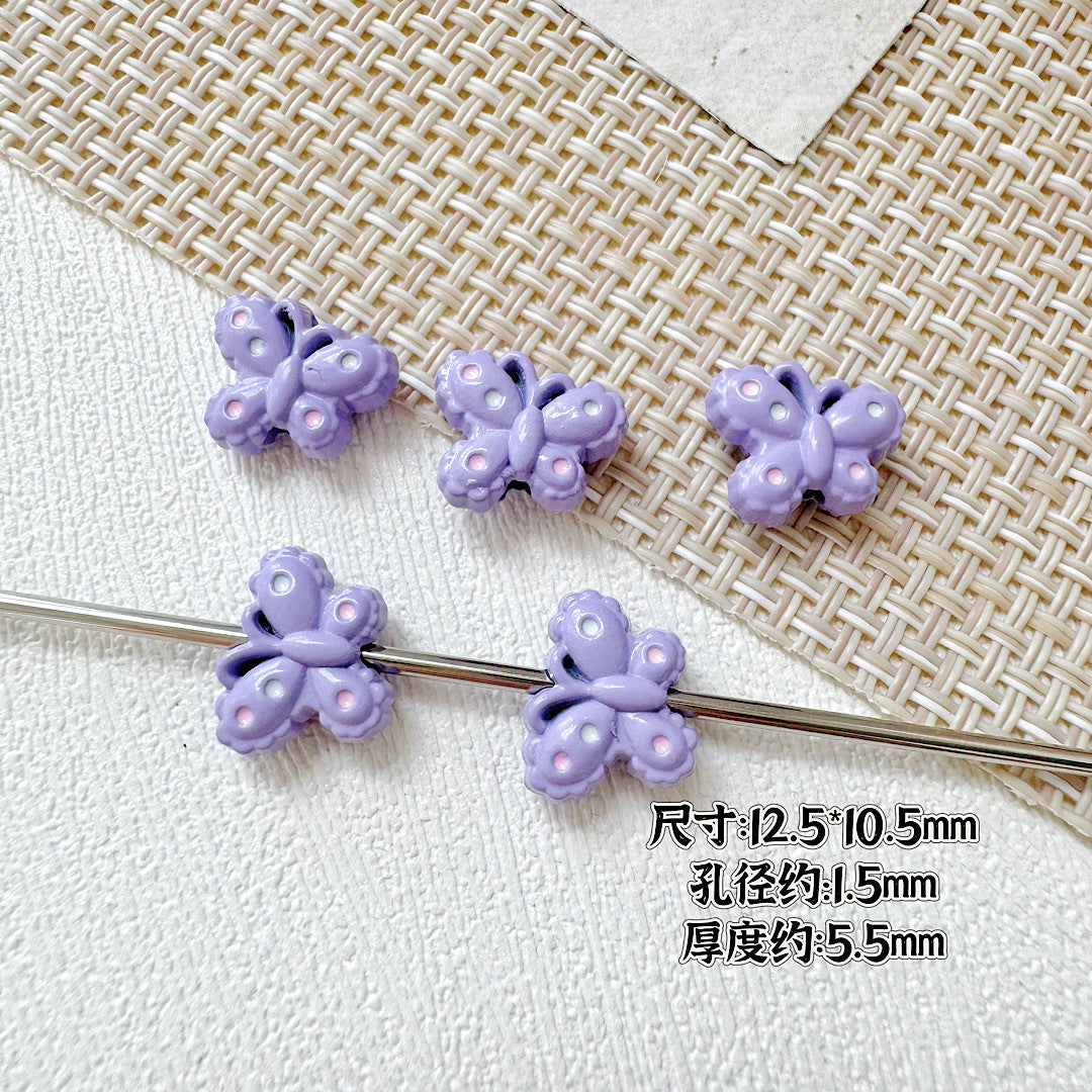 Puppy Butterfly Metal Beads 14mm 12mm Glossy Baked Finish 10pcs 18