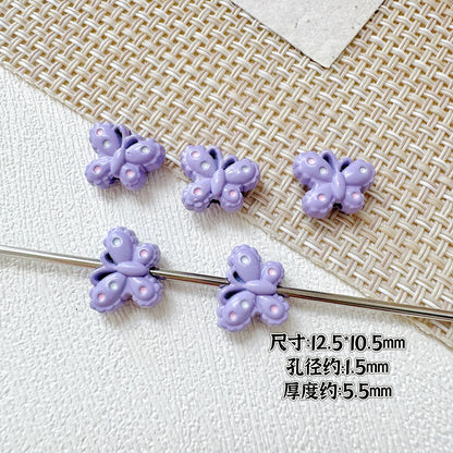 Puppy Butterfly Metal Beads 14mm 12mm Glossy Baked Finish 10pcs 18