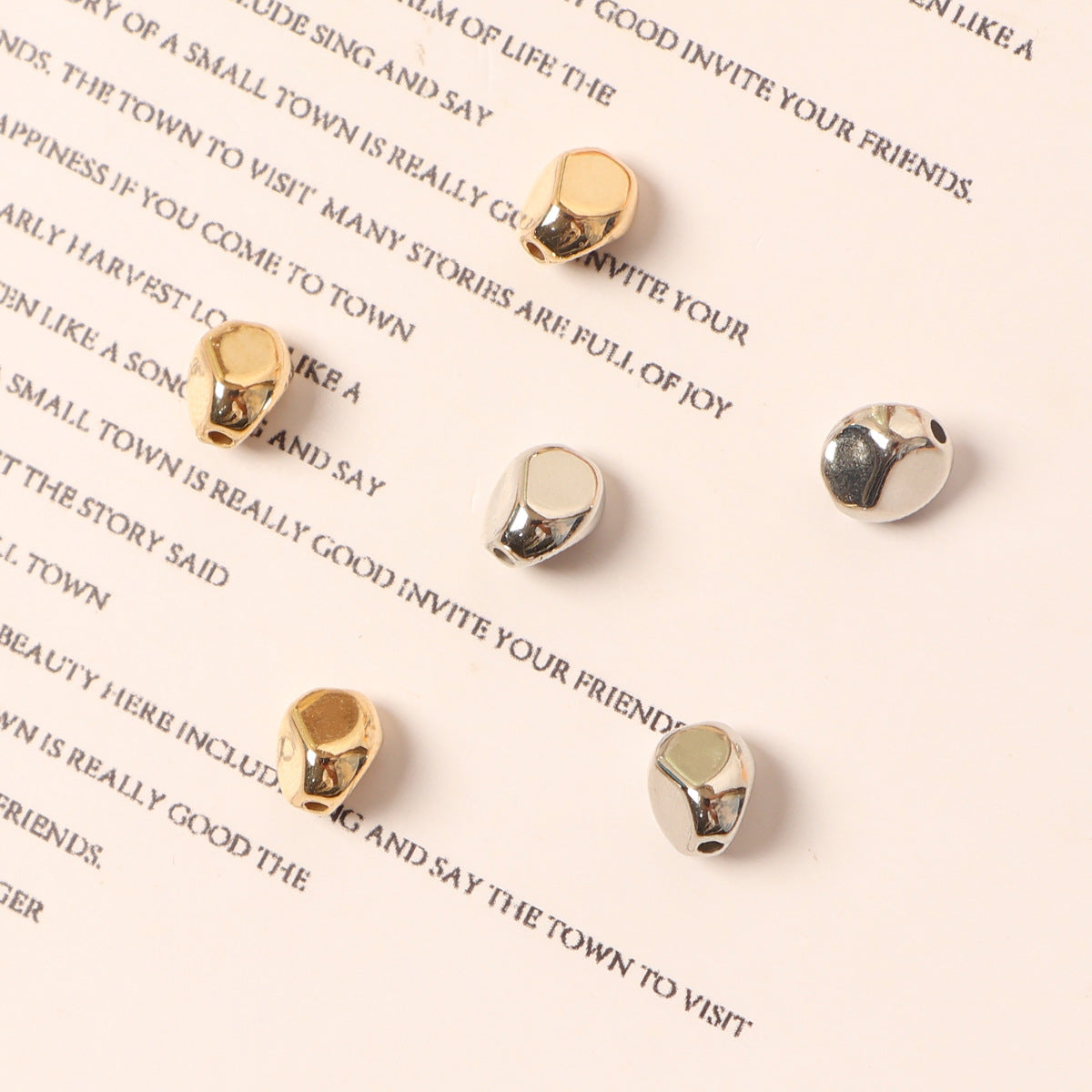 Irregular Gravel Shaped CCB Plastic Beads 7mm Glossy Gold and Silver 200pcs 2