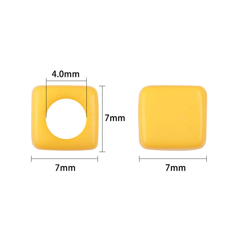 Solid Color Rounded Square Acrylic Beads 7mm Large Hole 100pcs 3