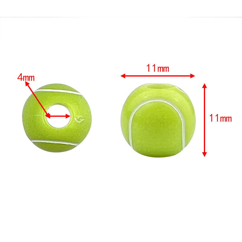 Printed Ball Series Acrylic Beads Colorful Sports Designs 100pcs 16