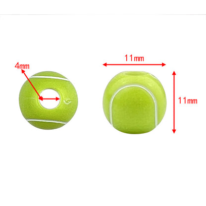 Printed Ball Series Acrylic Beads Colorful Sports Designs 100pcs 16