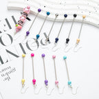 Beadable Earrings Metal Colorful Bar 7.8cm 4.4g Wholesale