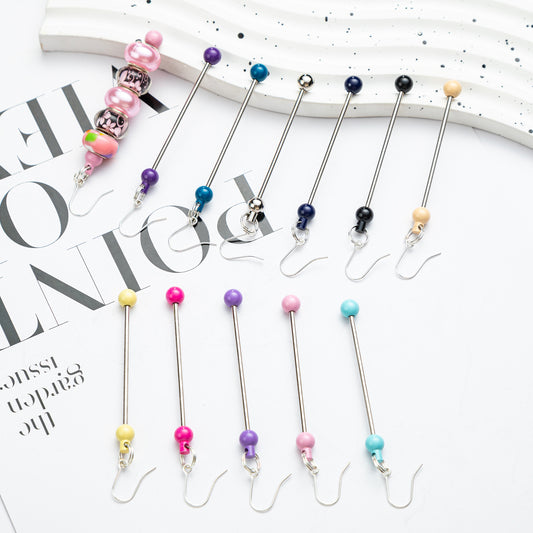 Beadable Earrings Metal Colorful Bar 7.8cm 4.4g Wholesale