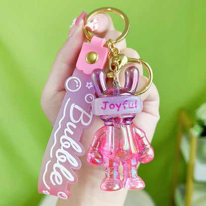 Acrylic Jelly Gradual Color Space Rabbit Keychain Creative Design 6
