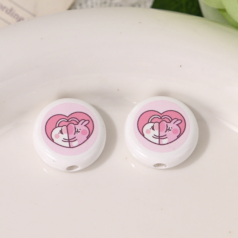 Double-Sided Flat Bunny Acrylic Beads 18mm Pink 10pcs 4