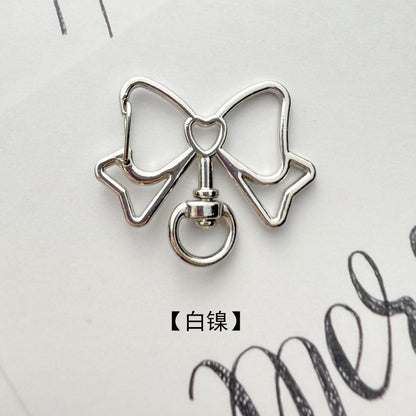Alloy Swivel Buckle Keychain Clasps Bow Shape Heart Detail 10pcs 4