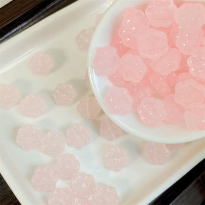 Imitation Jade Six Petal Flower Resin Beads 12mm Glossy Translucent 10pcs 5