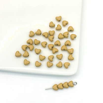 Heart Metal Beads 6mm Puffy Glossy Pastel Colors 50pcs 18