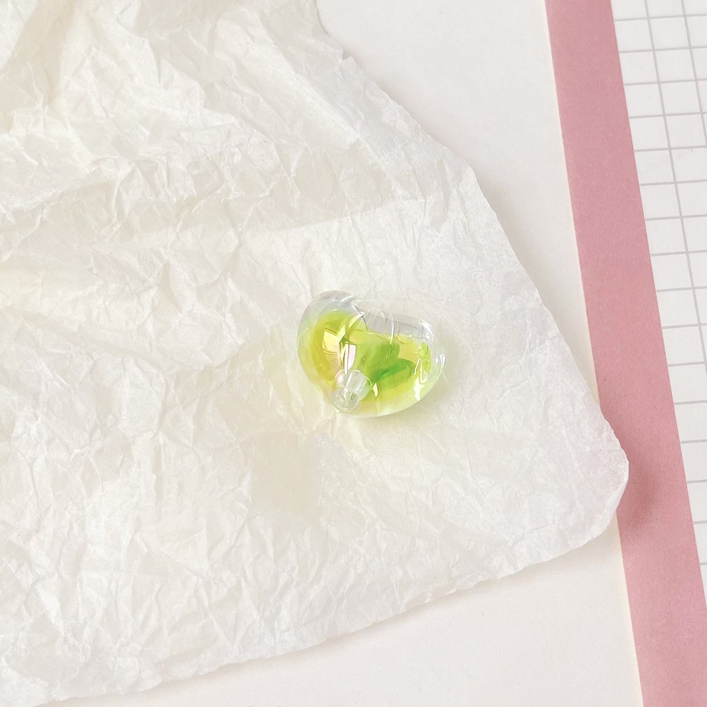 Transparent Heart Acrylic Beads 14mm UV Plating Two-Color 100pcs 7