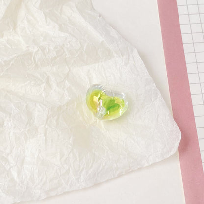 Transparent Heart Acrylic Beads 14mm UV Plating Two-Color 100pcs 7