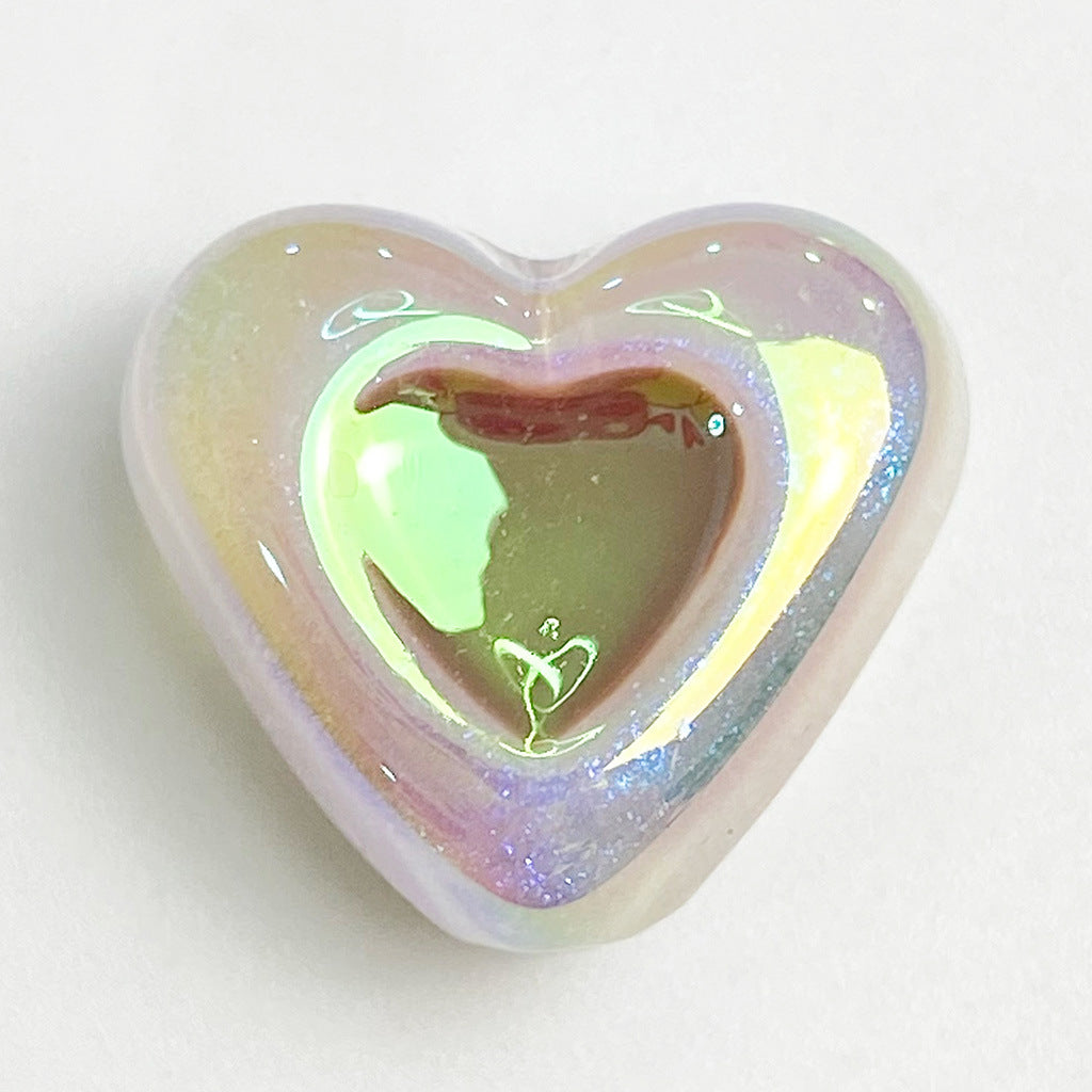 Glow Heart Acrylic Beads 15mm Two-Color Glow In The Dark 50pcs 18