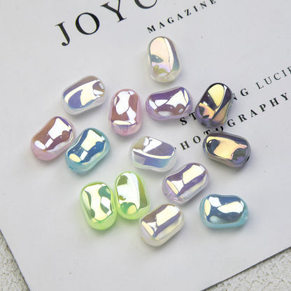 Glossy Plating Irregular Shaped Acrylic Beads 16mm Pastel Colors 20pcs 3