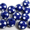 Polka Dot Bubblegum Beads 20mm Navy Blue Concave Round Resin 10pcs 2