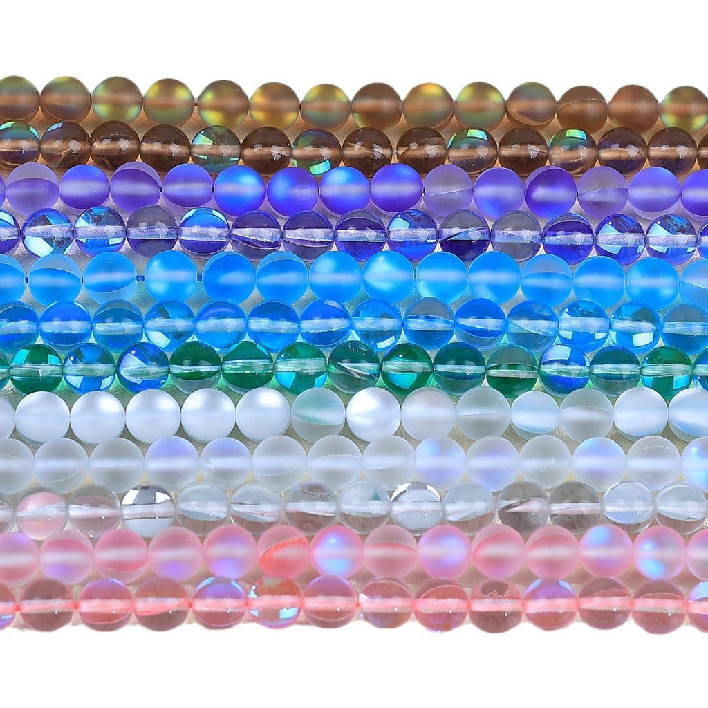 Mermaid Round Glass Beads 6mm Matte Pastel Jewel Tones 40pcs 3