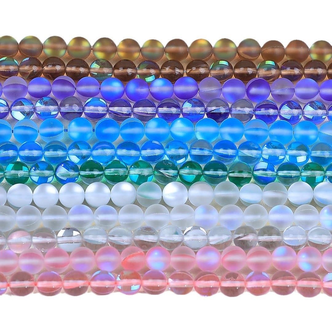 Mermaid Round Glass Beads 6mm Matte Pastel Jewel Tones 40pcs 3